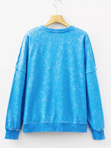 Mineral Wash Raw Seam Double Patched Pocket Sweatshirt - Trendsi - Flyclothing LLC
