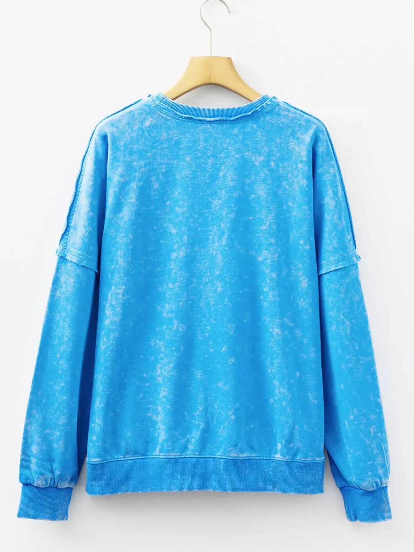 Mineral Wash Raw Seam Double Patched Pocket Sweatshirt - Trendsi - Flyclothing LLC