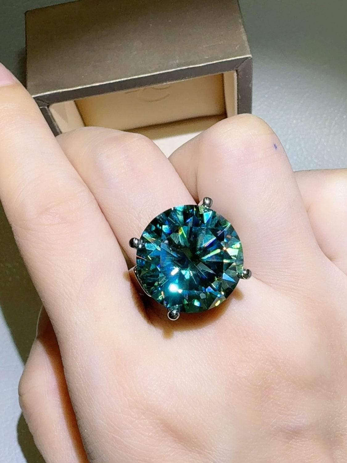 20 Carat Moissanite 925 Sterling Silver Ring - Trendsi - Flyclothing LLC