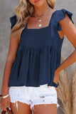 Full Size Ruffled Square Neck Cap Sleeve Blouse - Trendsi - Flyclothing LLC
