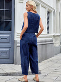 Plaid Sleeveless Top and Pants Set - Trendsi