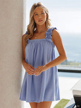 Full Size Frill Pocketed Square Neck Wide Strap Dress - Trendsi - Flyclothing LLC