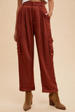 Annie Wear Wide Leg Cargo Satin Pants - Trendsi