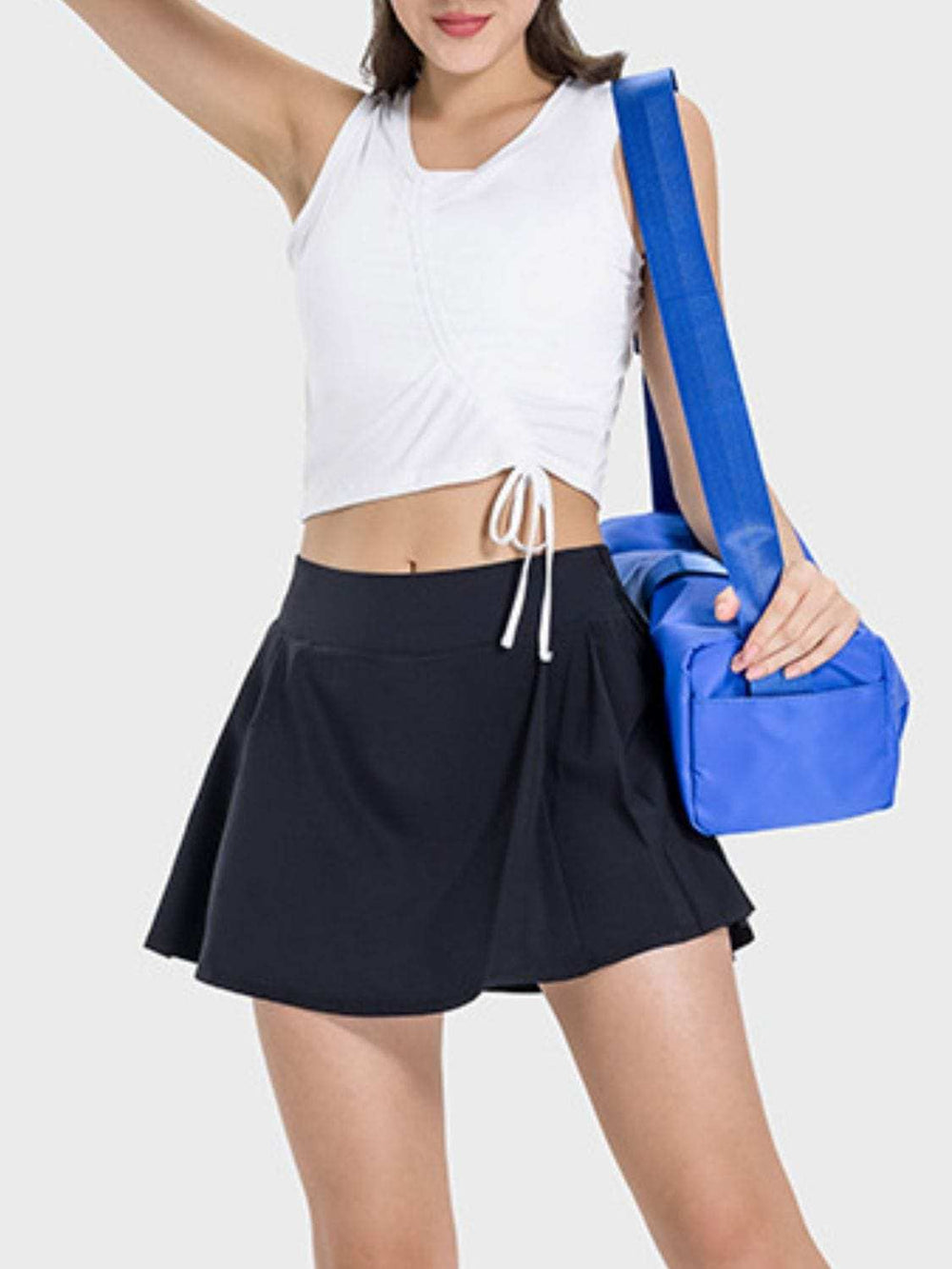 Drawstring Ruched Wide Strap Active Tank - Trendsi - Flyclothing LLC