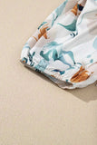 Floral Print Puff Sleeve V Neck Babydoll Blouse - Trendsi - Flyclothing LLC