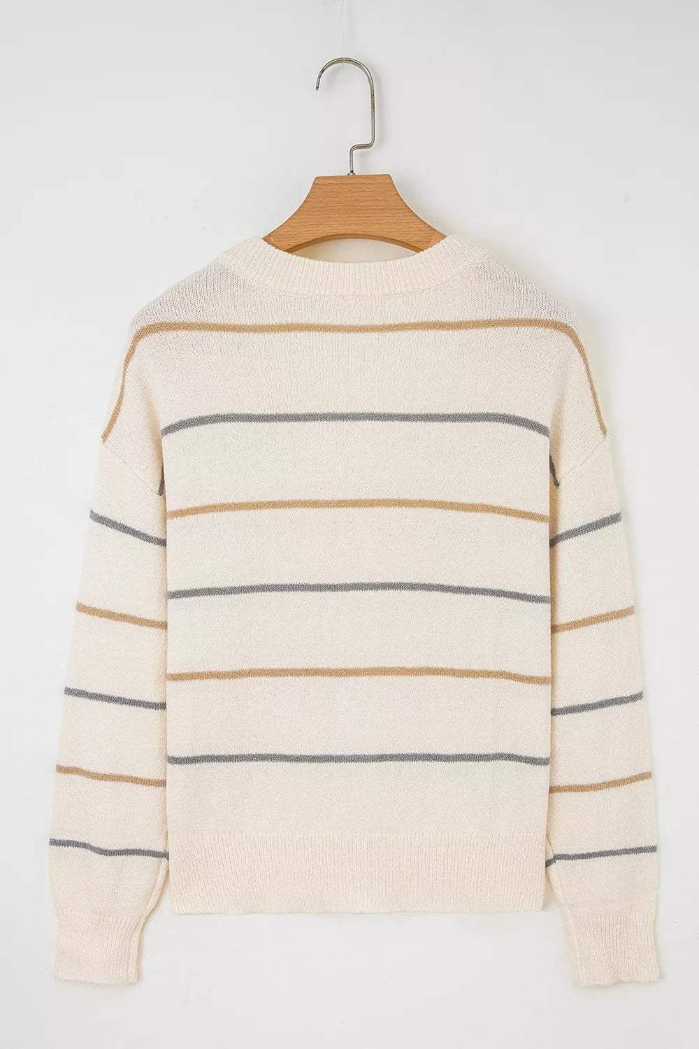 Striped V-Neck Button-Up Cardigan - Trendsi - Flyclothing LLC