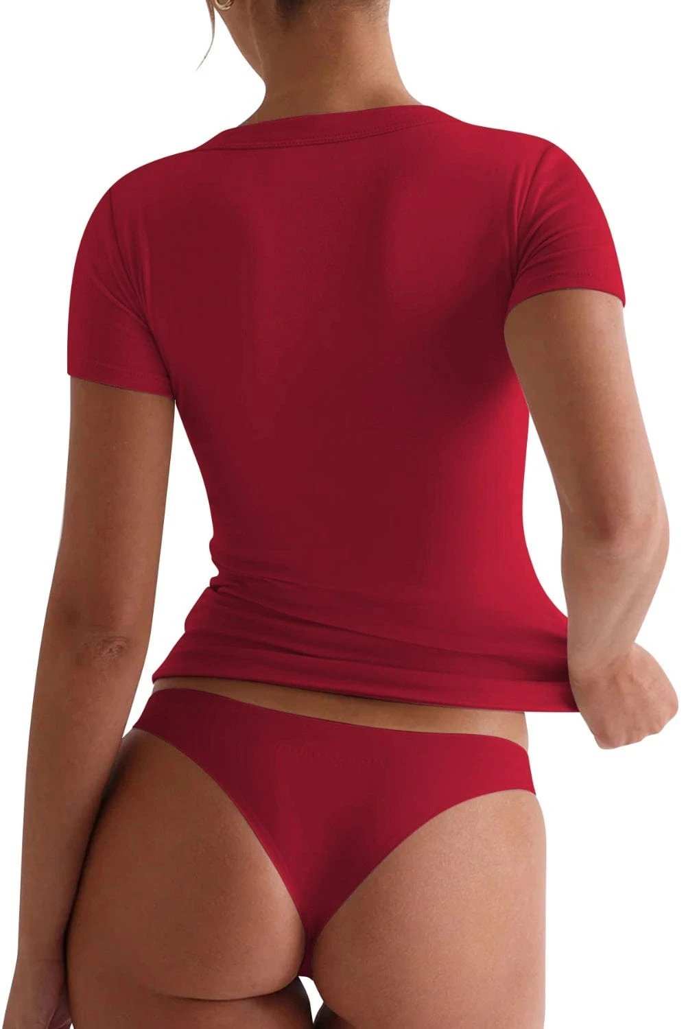 Lovelet Scoop Neck Short Sleeve T-Shirt - Trendsi - Flyclothing LLC