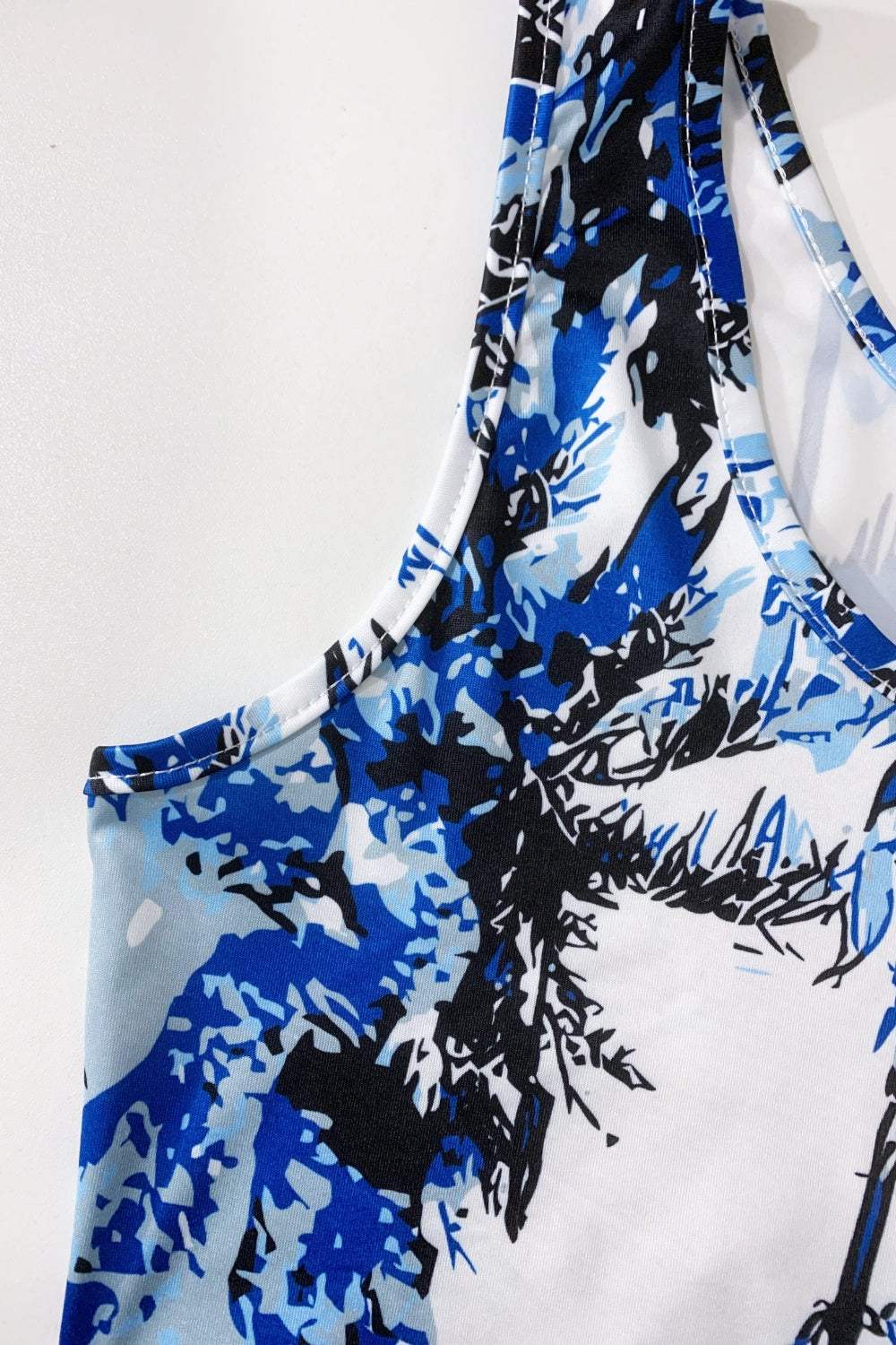 Printed Scoop Neck Wide Strap Mini Dress - Trendsi - Flyclothing LLC