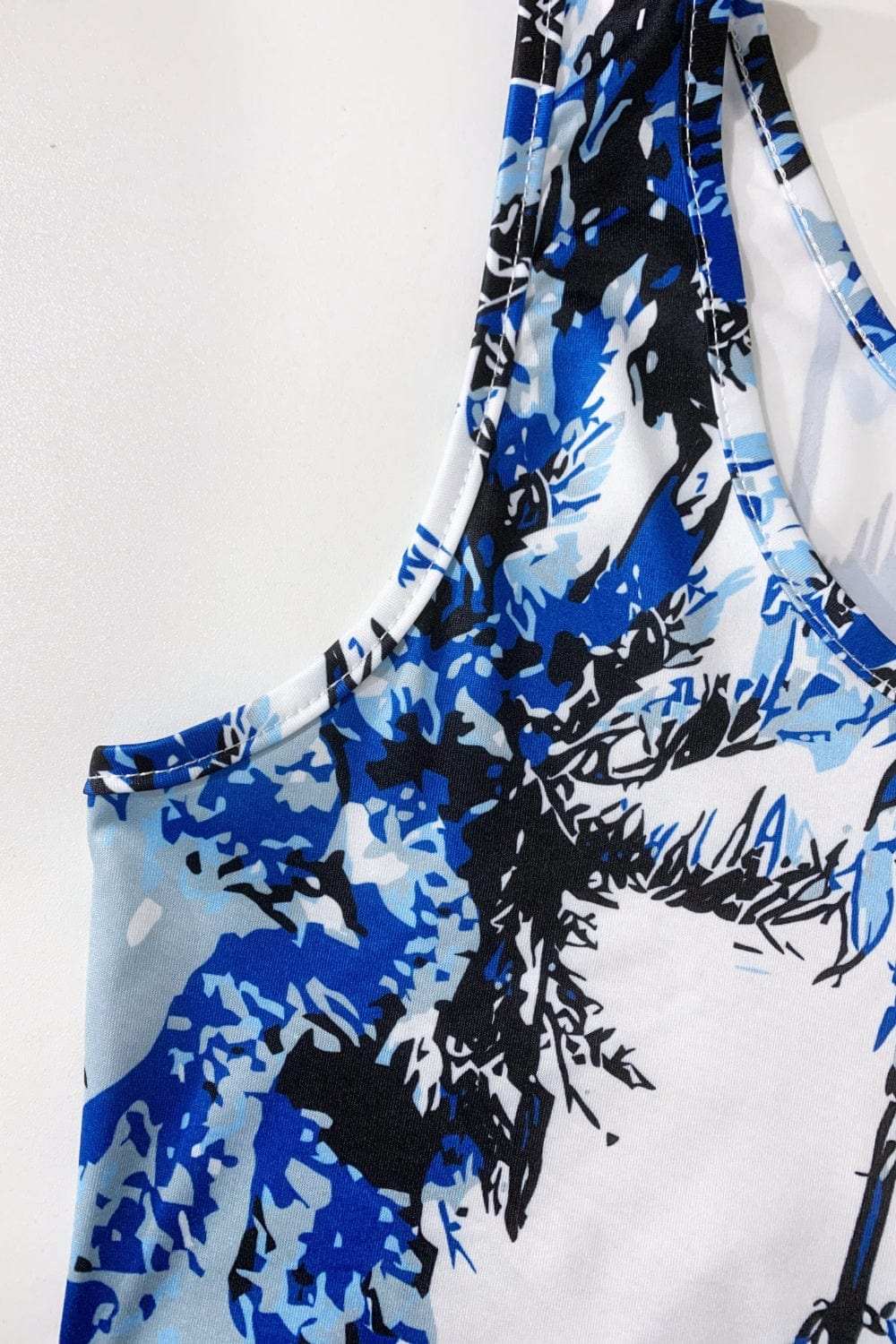 Printed Scoop Neck Wide Strap Mini Dress - Trendsi - Flyclothing LLC