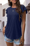 Ruffled Round Neck Cap Sleeve Blouse - Trendsi - Flyclothing LLC
