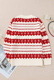 Geometric Round Neck Dropped Shoulder Sweater - Trendsi - Flyclothing LLC