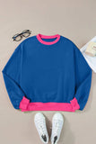 Contrast Round Neck Long Sleeve Sweatshirt - Trendsi - Flyclothing LLC