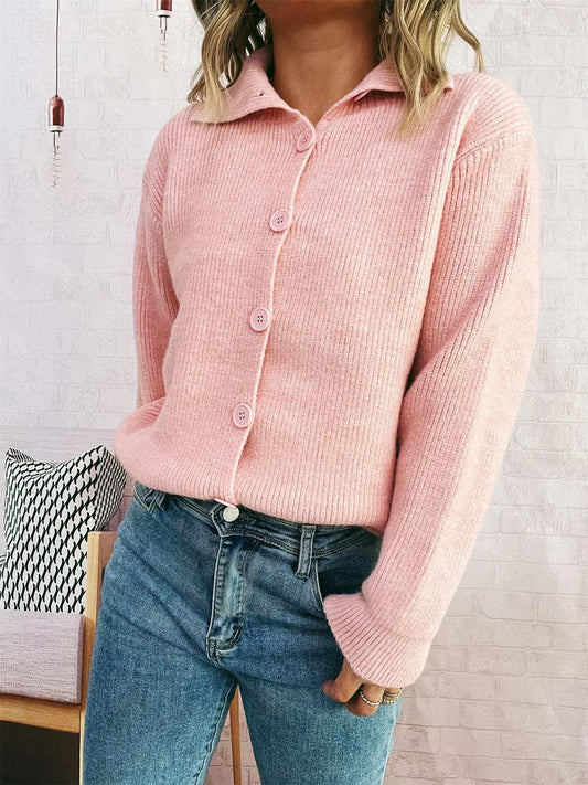 Ribbed Button-Up Cardigan - Trendsi - Flyclothing LLC