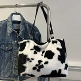 Cow Print Furry Tote Bag - Trendsi - Flyclothing LLC