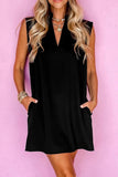 Notched Sleeveless Mini Dress - Trendsi