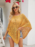 Openwork Boat Neck Shawl Cover Up - Trendsi