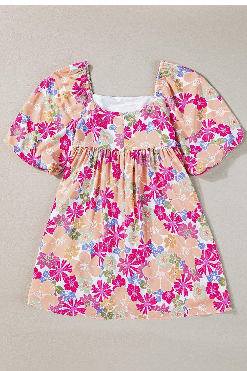 Printed Square Neck Half Sleeve Mini Dress - Trendsi - Flyclothing LLC