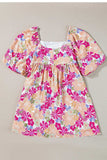Printed Square Neck Half Sleeve Mini Dress - Trendsi - Flyclothing LLC