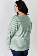 Basic Bae Full Size Ribbed Half Button Long Sleeve T-Shirt - ShopBasicbae - Flyclothing LLC