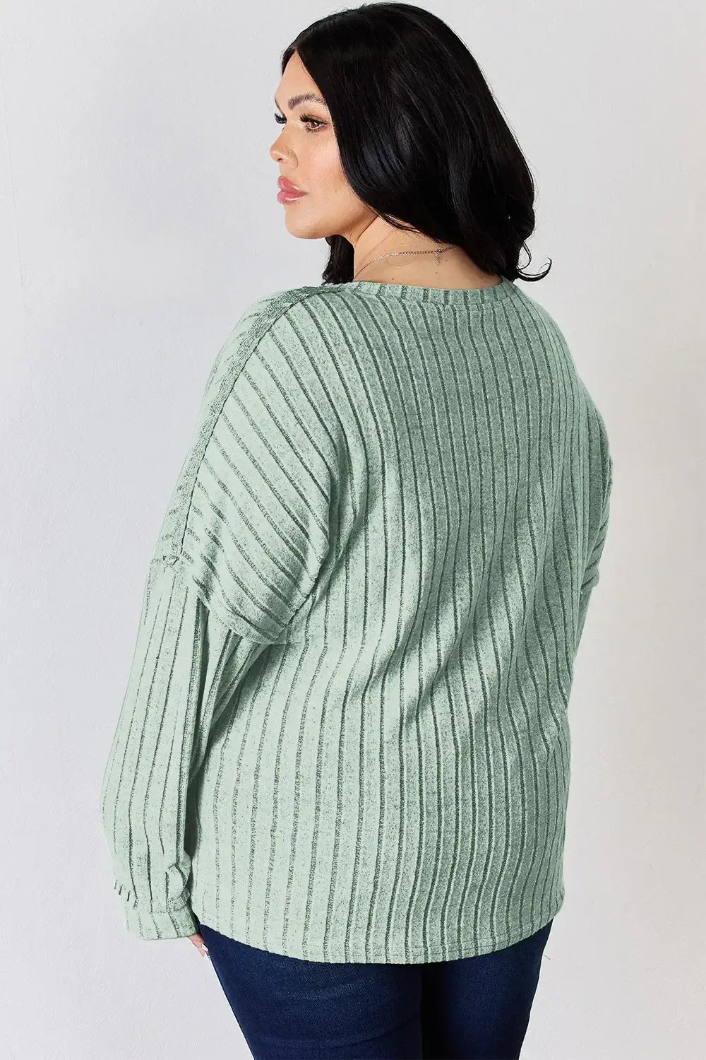 Basic Bae Full Size Ribbed Half Button Long Sleeve T-Shirt - ShopBasicbae - Flyclothing LLC