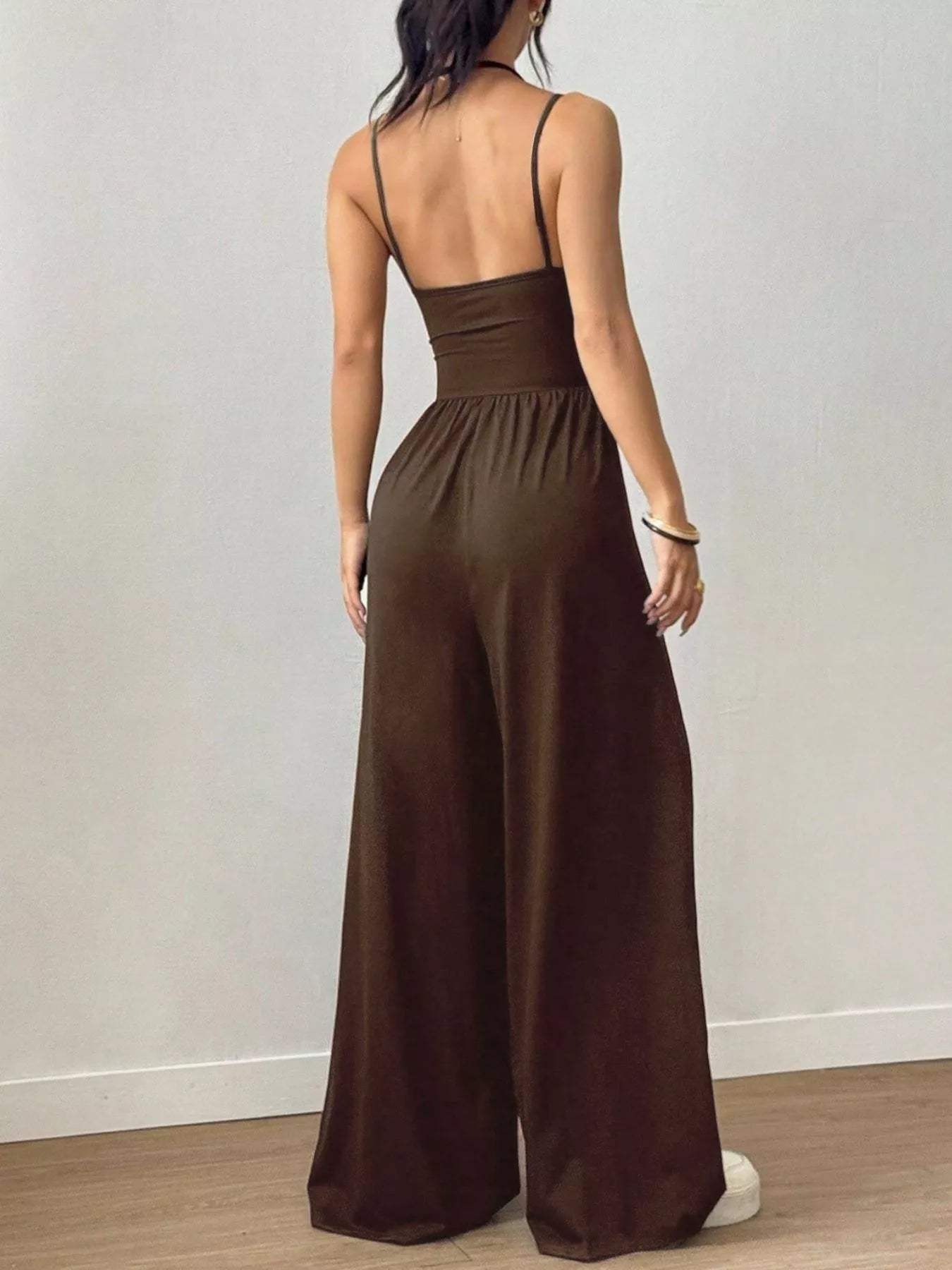Spaghetti Strap Wide Leg Jumpsuit - Trendsi - Flyclothing LLC