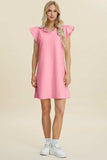 Double Take Full Size Ruffled V-Neck Cap Sleeve Dress - Trendsi - Flyclothing LLC