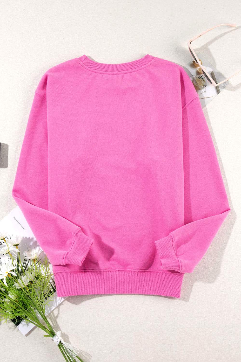 Round Neck Long Sleeve Sweatshirt - Trendsi - Flyclothing LLC