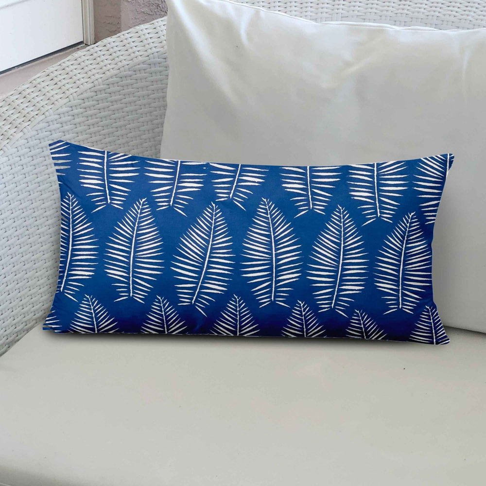 12" X 24" Blue and White Tropical Indoor Outdoor Throw Pillow - Homeroots - Flyclothing LLC