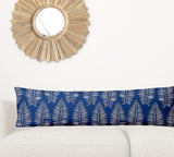 12" X 48" Blue And White Blown Seam Tropical Lumbar Indoor Outdoor Pillow - Homeroots