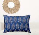 24" X 36" Blue And White Enveloped Tropical Lumbar Indoor Outdoor Pillow - Homeroots