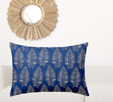 24" X 36" Blue And White Blown Seam Tropical Lumbar Indoor Outdoor Pillow - Homeroots