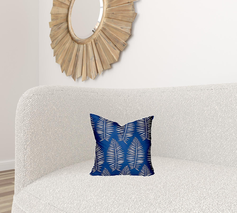 14" X 14" Blue And White Enveloped Tropical Throw Indoor Outdoor Pillow - Homeroots - Flyclothing LLC