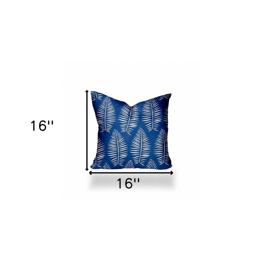 16" X 16" Blue And White Enveloped Tropical Throw Indoor Outdoor Pillow - Homeroots - Flyclothing LLC