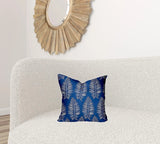 16" X 16" Blue And White Blown Seam Tropical Throw Indoor Outdoor Pillow - Homeroots