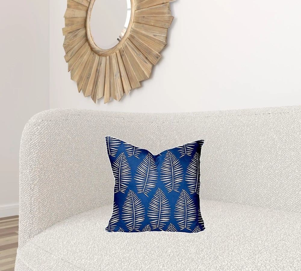 17" X 17" Blue And White Enveloped Tropical Throw Indoor Outdoor Pillow - Homeroots - Flyclothing LLC