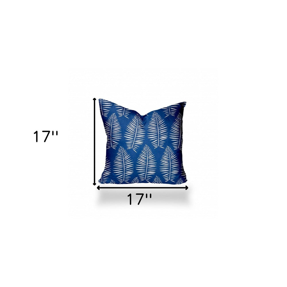 17" X 17" Blue And White Blown Seam Tropical Throw Indoor Outdoor Pillow - Homeroots - Flyclothing LLC