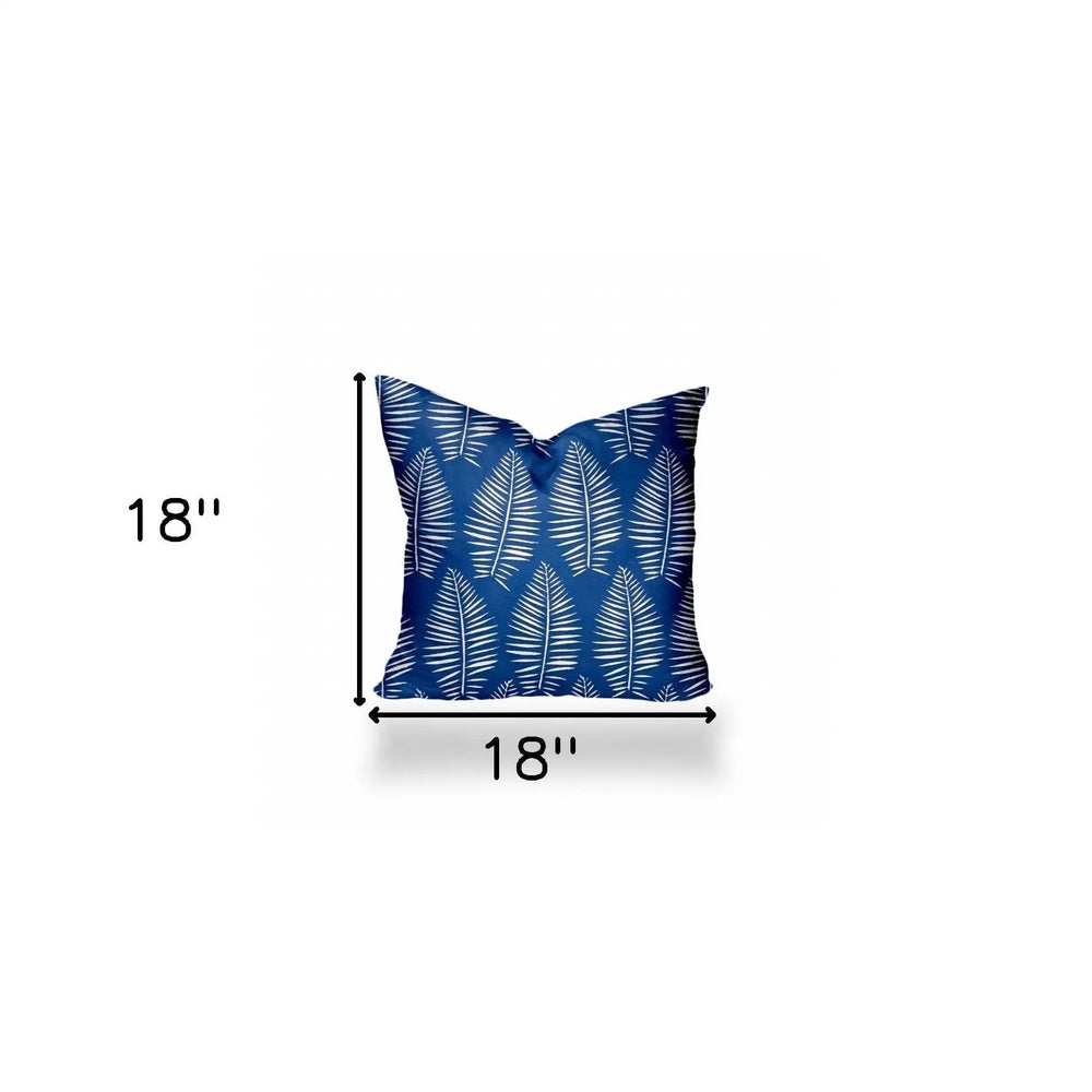 18" X 18" Blue And White Enveloped Tropical Throw Indoor Outdoor Pillow - Homeroots - Flyclothing LLC