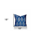 18" X 18" Blue And White Enveloped Tropical Throw Indoor Outdoor Pillow - Homeroots