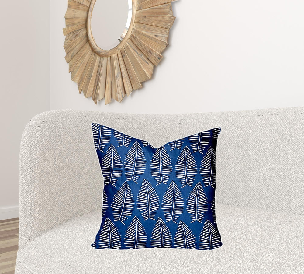 22" X 22" Blue And White Enveloped Tropical Throw Indoor Outdoor Pillow - Homeroots - Flyclothing LLC