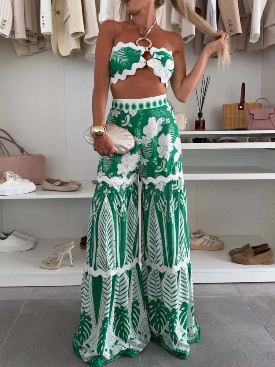 Printed Halter Neck Cami and Skirt Set - Trendsi - Flyclothing LLC