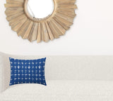 12" X 16" Blue And White Blown Seam Gingham Lumbar Indoor Outdoor Pillow - Homeroots