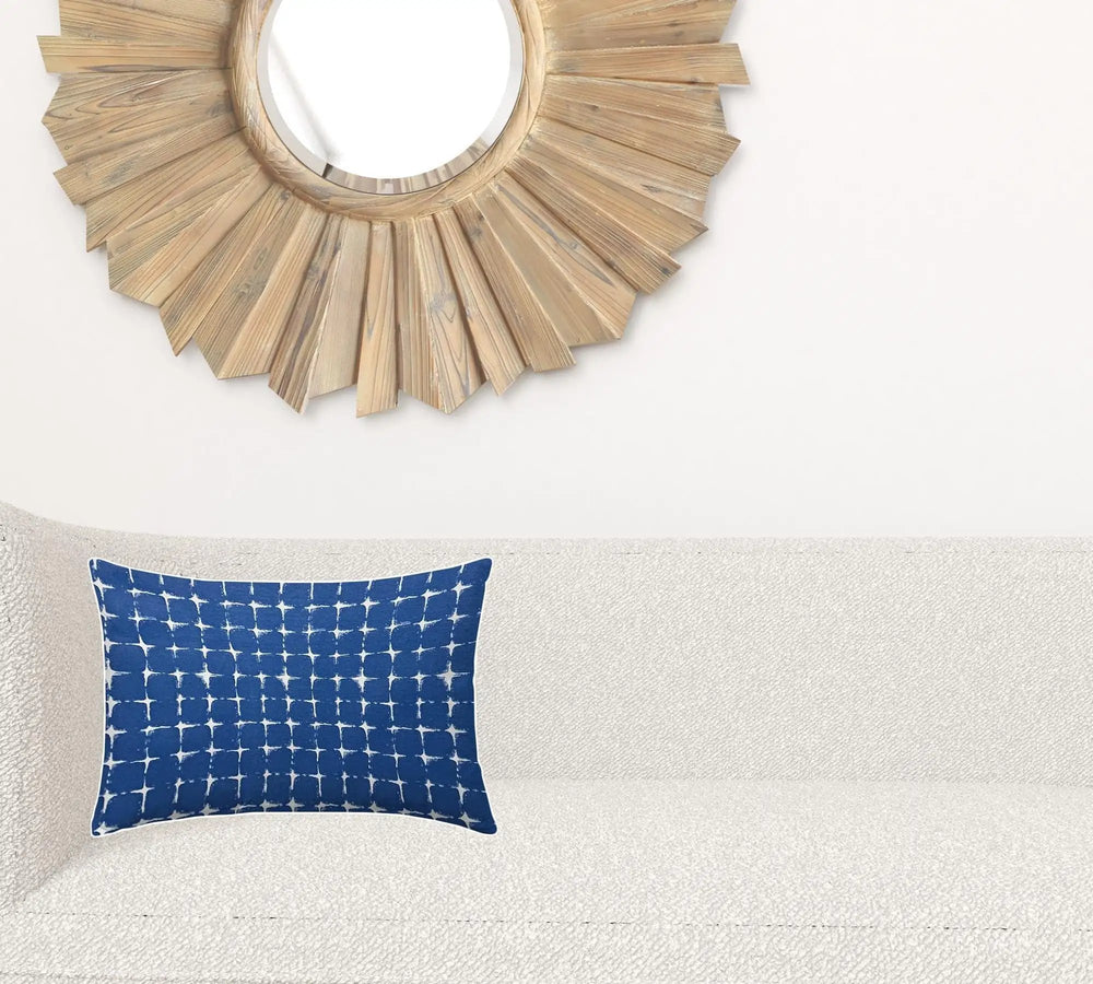 12" X 18" Blue And White Zippered Gingham Lumbar Indoor Outdoor Pillow - Homeroots - Flyclothing LLC