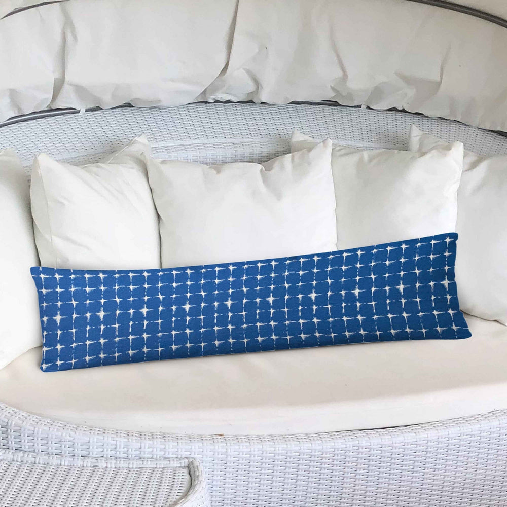 12" X 48" Blue And White Blown Seam Gingham Lumbar Indoor Outdoor Pillow - Homeroots - Flyclothing LLC