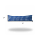 12" X 48" Blue And White Zippered Gingham Lumbar Indoor Outdoor Pillow - Homeroots