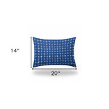 14" X 20" Blue And White Enveloped Gingham Lumbar Indoor Outdoor Pillow - Homeroots