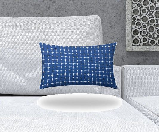 16" X 26" Blue And White Enveloped Abstract Lumbar Indoor Outdoor Pillow - Homeroots