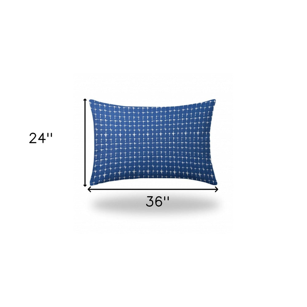 24" X 36" Blue And White Enveloped Gingham Lumbar Indoor Outdoor Pillow - Homeroots - Flyclothing LLC