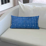 14" X 14" Blue And White Enveloped Gingham Throw Indoor Outdoor Pillow - Homeroots