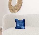 14" X 14" Blue And White Enveloped Gingham Throw Indoor Outdoor Pillow - Homeroots