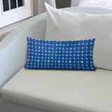 17" X 17" Blue And White Enveloped Gingham Throw Indoor Outdoor Pillow - Homeroots